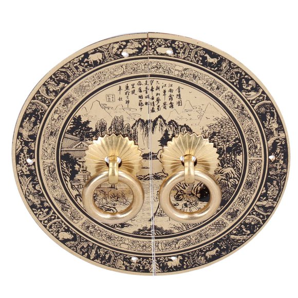 1 Paire d'Or Vintage Style Laiton Pull Jinling Tu 11cm Antique Poignée Nouveau Motif Chinois Propice pour Armoire Armoire Tiroir Porte Circulaire Antique Tirer Boutons