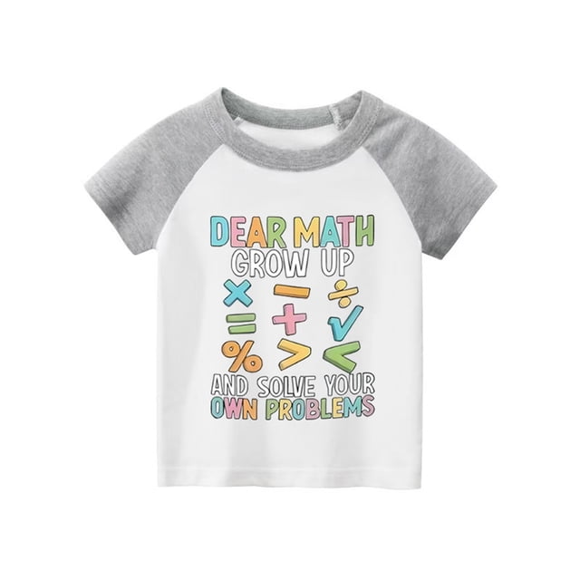 T-shirt Raglan pour Garçons Bébé Personnalité Mignon Imprimé Lettres Dessin Animé Manches Courtes Col Rond T-Shirt Taille 7-8T