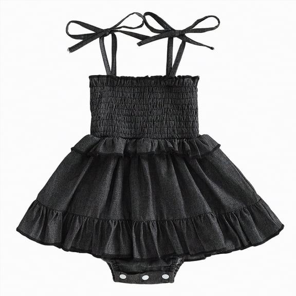 UngA Baby Girl Clothes Infant Summer Denim Romper Dress Sleeveless Bodysuit Jumpsuit Newborn Outfits (Black,3-6 Months)