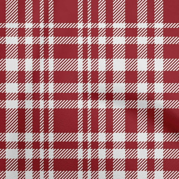 oneOone Cotton Silk Red Fabric Check Craft Projects Decor Fabric Printed By The Yard 42 Inch Wide