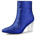 thumbnail image 1 of Unique Bargains Bottines à Paillettes à Talon Bloc Transparent pour Femmes, 1 of 6