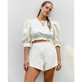 thumbnail image 2 of DANIELLE BERNSTEIN Womens Ivory Boyfriend Shorts 12, 2 of 3