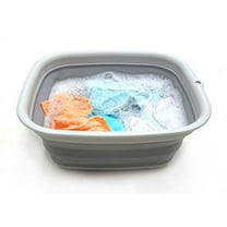 SAMMART 9.45L (2.5 Gallon) Collapsible Tub - Foldable Dish Tub - Portable Washing Basin - Space Saving Plastic Washtub (Grey, M)
