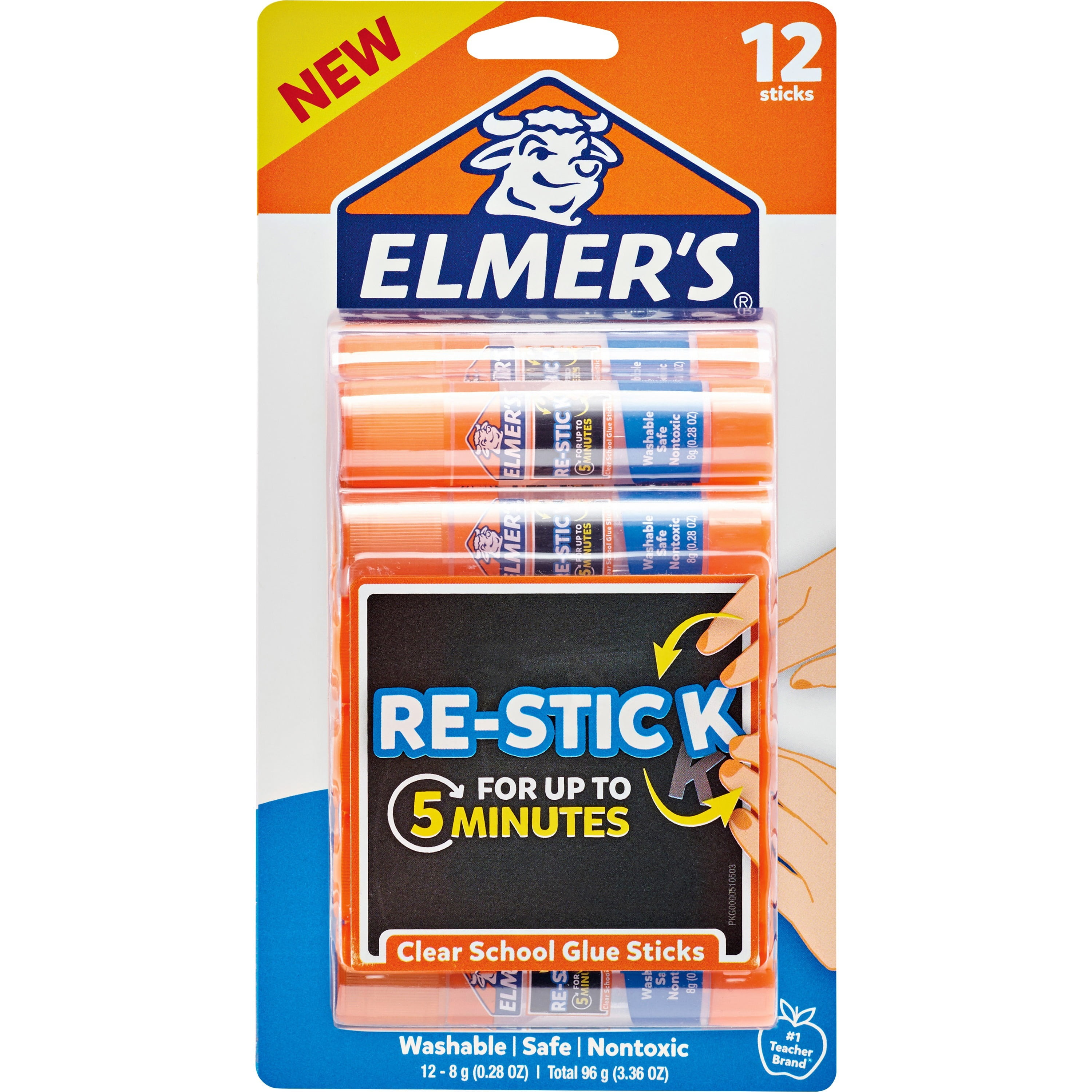 Elmer's Restick School Glue Stick, White, 12 / Pack (Quantity