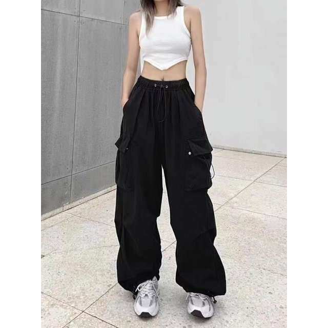 Pantalones casuales de trabajo retro de estilo americano Pantalones rectos de verano para mujer Pantalones anchos y sueltos