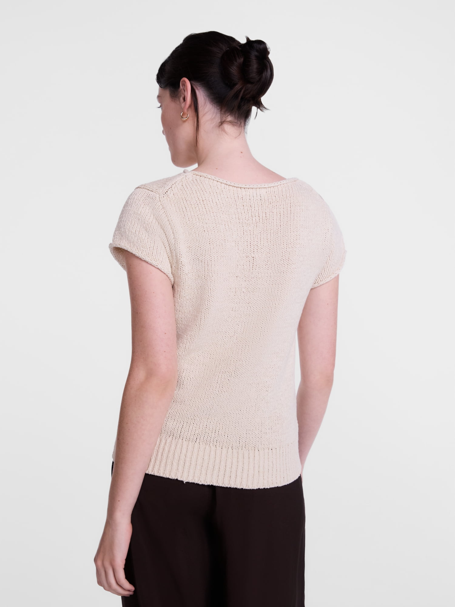 Scenario Women's and Women's Plus Pullover Rollneck Lightweight Sweater with Short Sleeves, Sizes XS-4X