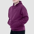 thumbnail image 4 of Zylarhe Boys Girls Sweatshirts Boys Fashion Winter Comfort Hooded Top Long Sleeve Solid Color Sweatshirt Outerwear Garment for Fall Season 5-6 Years Purple, 4 of 7