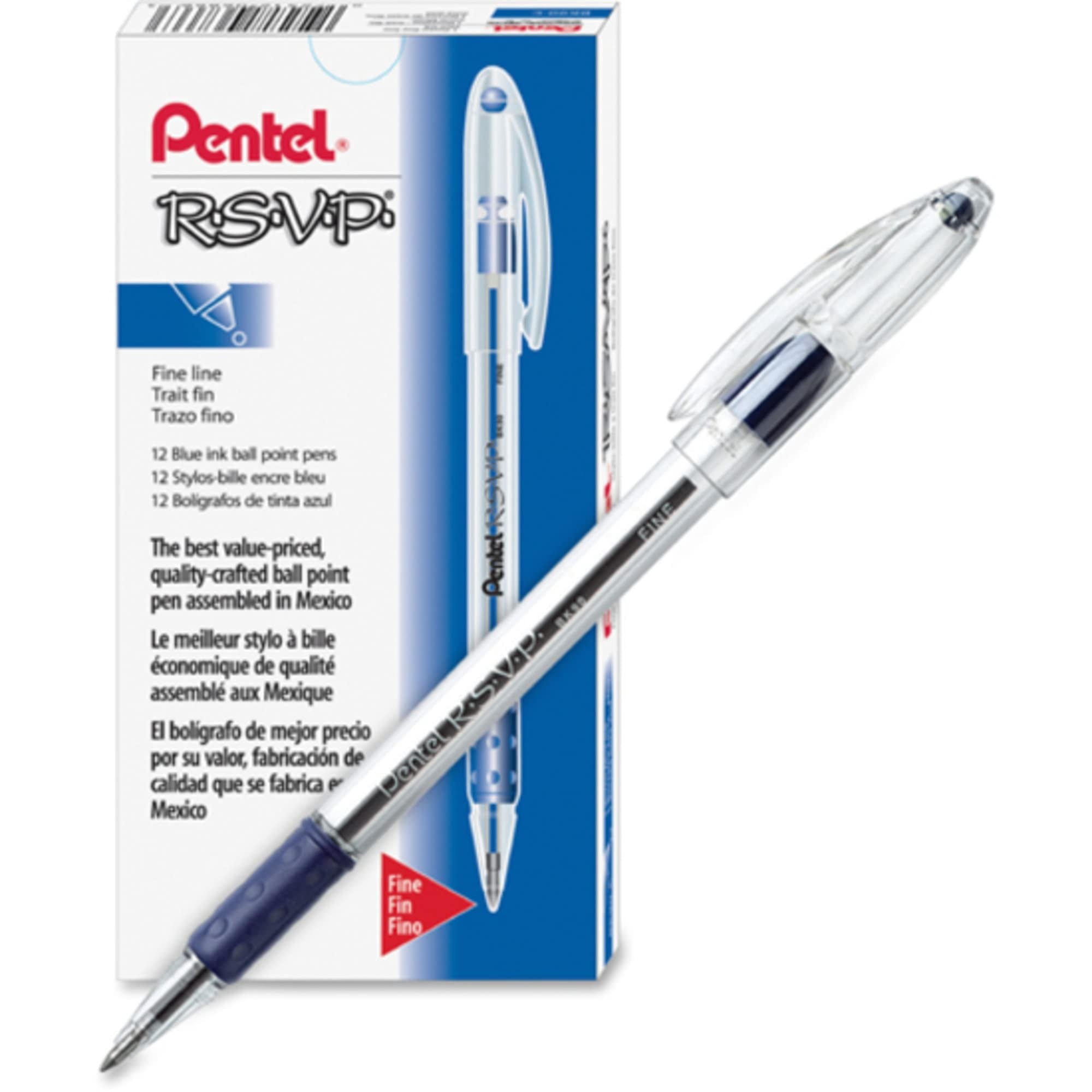 Pentel RSVP moonz 青 Pentel R.S.V.P. Ballpoint Stick Pens, Fine 0.7mm, Blue Ink