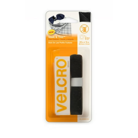 UPC: 0075967300982 | VELCRO Brand Sleek and Thin Stick On Tape for Fabrics 24in x 3/4in Black