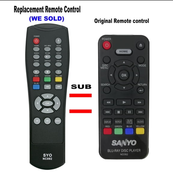 NC092UL NC092 Replaced Remote for Sanyo Blu-ray Disc Player FWBP505F FWBP505FN