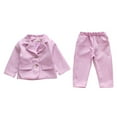 thumbnail image 2 of facefd Wedding Party Girls Formal Suit Top Set Kids Spring Turn Down Collar Clothes Kit Polyester Breathable Clothing Pink Pants 80cm, 2 of 9