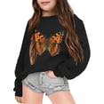 thumbnail image 2 of CUZIBR Toddler Girls Crewneck Sweatshirt Butterfly Graphic Pullover Long Sleeve Cute Casual Daily Wear,Black,3-4 Years, 2 of 3