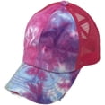 thumbnail image 3 of C.C Ponytail Criss Cross Messy Buns Ponycaps Baseball Cap Dad Trucker Mesh Hat (Distressed Tie Dye Mesh Hot Pink), 3 of 3