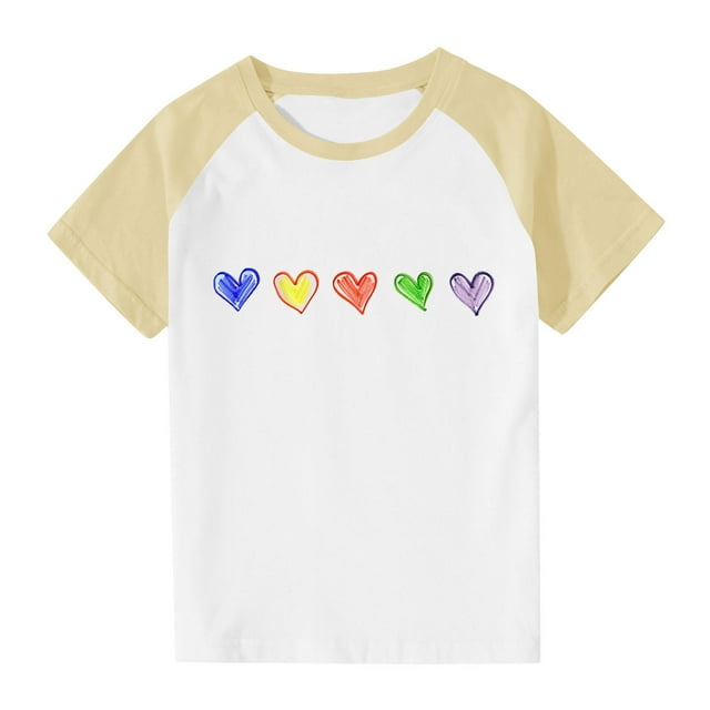 Zpanxa Girls Shirts Color Print Short Sleeve T Shirt Summer Oversized Crewneck Basic Tee With Polyester Spandex 4 Years