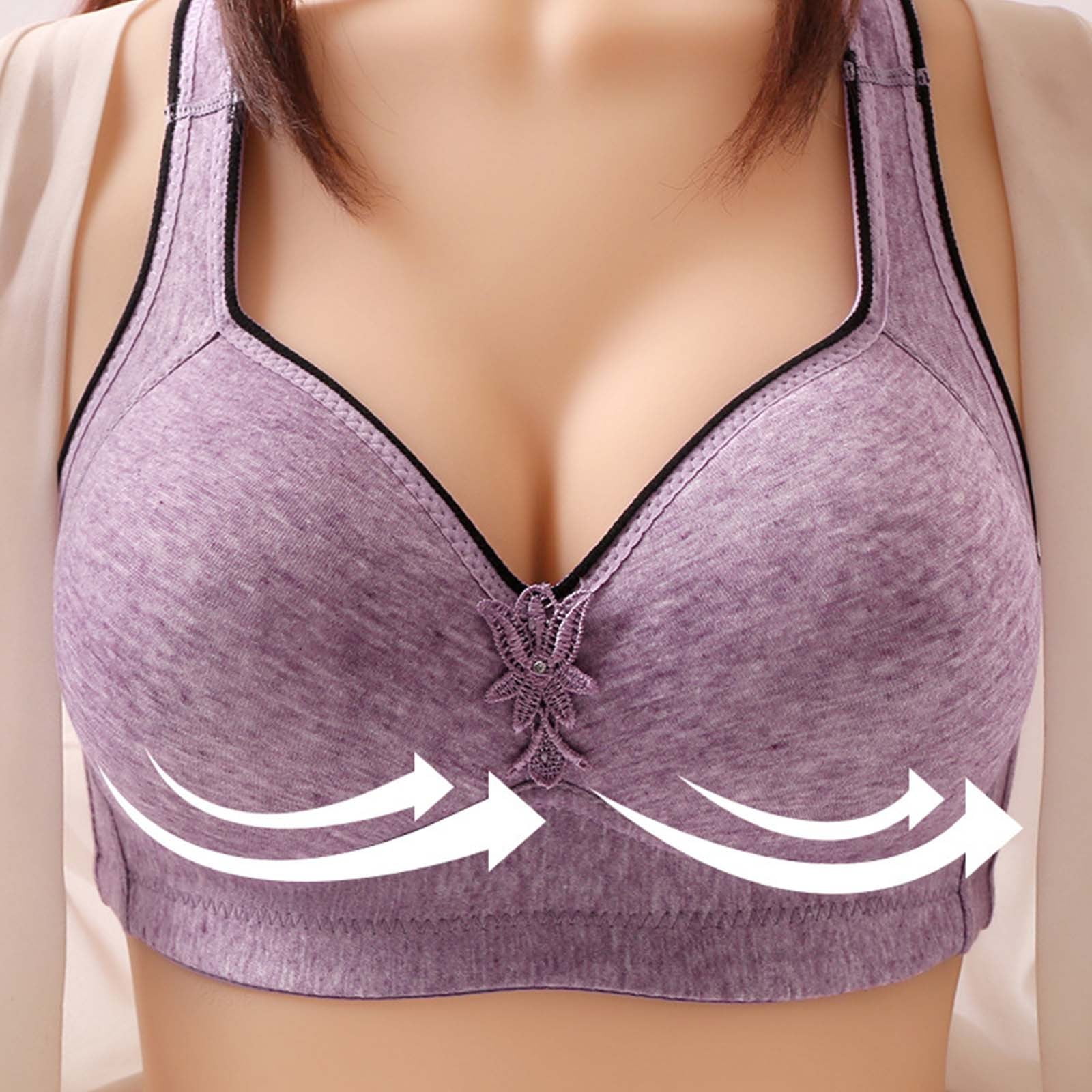 Bigersell Backless Bra Women Comfortable Lace Breathable Bra Underwear No  Underwire Women Size Bra and Panty Sets for Female, Style 13503, Purple 36B  