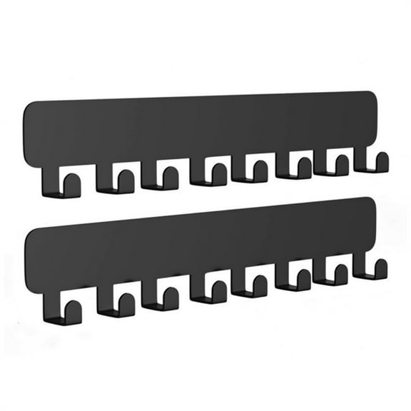 2-Pack Key Holders Set, Jademall No Drilling Key Racks with 8 Hooks, Wall Mount Self-Adhesive Key Rack, Decorative Key Holder for Hallway, Entrance Door, Garage, Bathroom, and Kitchen - Black