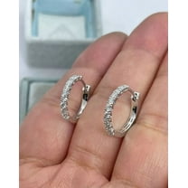 "1Ct Round Lab Created Diamond Women's Huggie Hoop Earrings - 14K White Gold Plated"