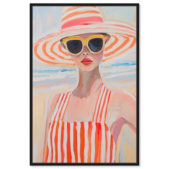 Art Remedy Modern Coastal Print Canvas, 10" x 15", Black Frame, Under the Sunhat I