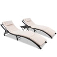 thumbnail image 7 of Homall 3 Pieces Patio Chaise Lounge Chair Sets Outdoor Beach Pool PE Rattan Reclining Chair with Folding Table and Cushion, Beige, 7 of 7