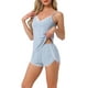 thumbnail image 4 of Conjuntos de pijama para mujeres INSPIRE CHIC, ropa de noche sin mangas, top de tirantes con ribete de encaje en V y pantalones cortos, trajes de lencería XS azul, 4 of 6