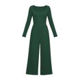 thumbnail image 6 of Bloomae Long Sleeve Jumpsuit for Women Trendy Fall Outfits Loose Fit Casual Ruched Elastic High Waist One Piece Square Neck Wide Leg Pants Romper With Pockets, 6 of 7