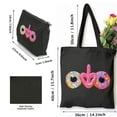thumbnail image 3 of COMIO 2 Pcs Canvas Tote Bags Cute Aesthetic Tote Bags with Zipper Funny Doughnut Donut Lover - Peace Love Donuts Canvas Tote Bag for Women Ibee Black, 3 of 8
