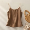 thumbnail image 2 of Garbnen Linen Tank Top Women Spaghetti Strap Sleeveless Camisoles for Women Summer Beach Travel Crew Neck Womens Tunic Tops, 2 of 7