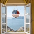 thumbnail image 6 of Farmhouse American Flag Round Front Door Welcome Sign, 7.8 Inch Wall Hanging Decor for Indoor Outdoor, Blue Red USA Flag Vintage Home Porch Hanger Decorations for Holiday Gift, 6 of 9