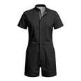 thumbnail image 4 of XIAOCHA Stand Collar Romper for Women Hidden Zipper Front Short Sleeve Casual Short Jumpsuit, 4 of 4