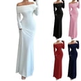 thumbnail image 7 of Aellinatey Women's Long Sleeve Off The Shoulder Bodycon Dress Elegant Maxi Dress Cocktail Prom Dresses, 7 of 7