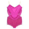 thumbnail image 4 of Yeahdor Robe de Cocktail Sans Manches Rumba Salsa Latin Ballroom Dance avec Franges Rose Vif G, 4 of 5