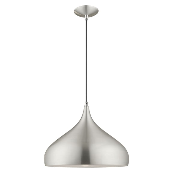 41174-66 Livex Lighting Metal Shade - 1 Light Mini Pendant in Coastal Style - 15.75 Inches wide by 17 Inches high-Brushed Aluminum Finish