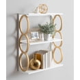 thumbnail image 4 of Kate and Laurel Ring Mid-Century Modern 3-Tier Shelf, 28" x 8" x 31", White and Gold, Chic Contemporary Storage And Decor, 4 of 7