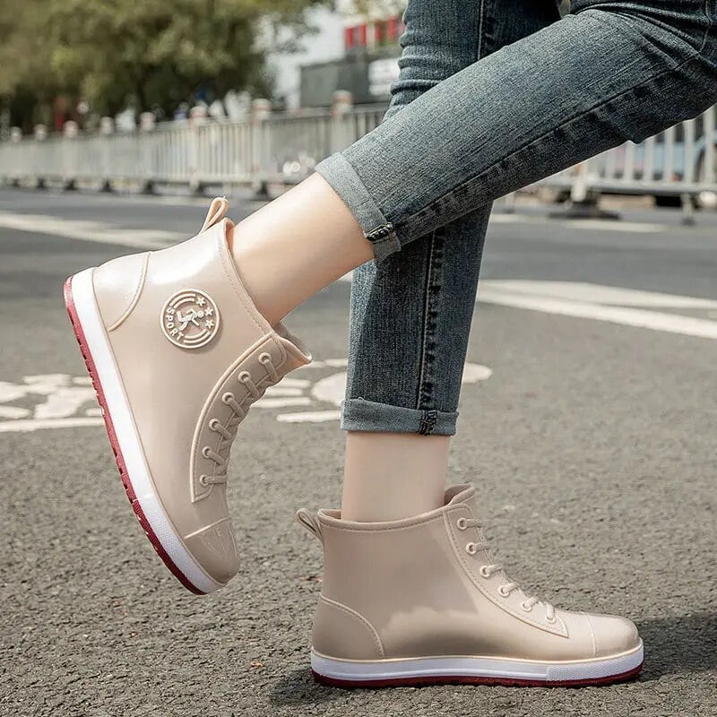 Lorilury Rain Women Boots High Top Rubber Jelly Shoes Summer Ankle Galoshes Casual Women s Plush Rubber Rain Boots