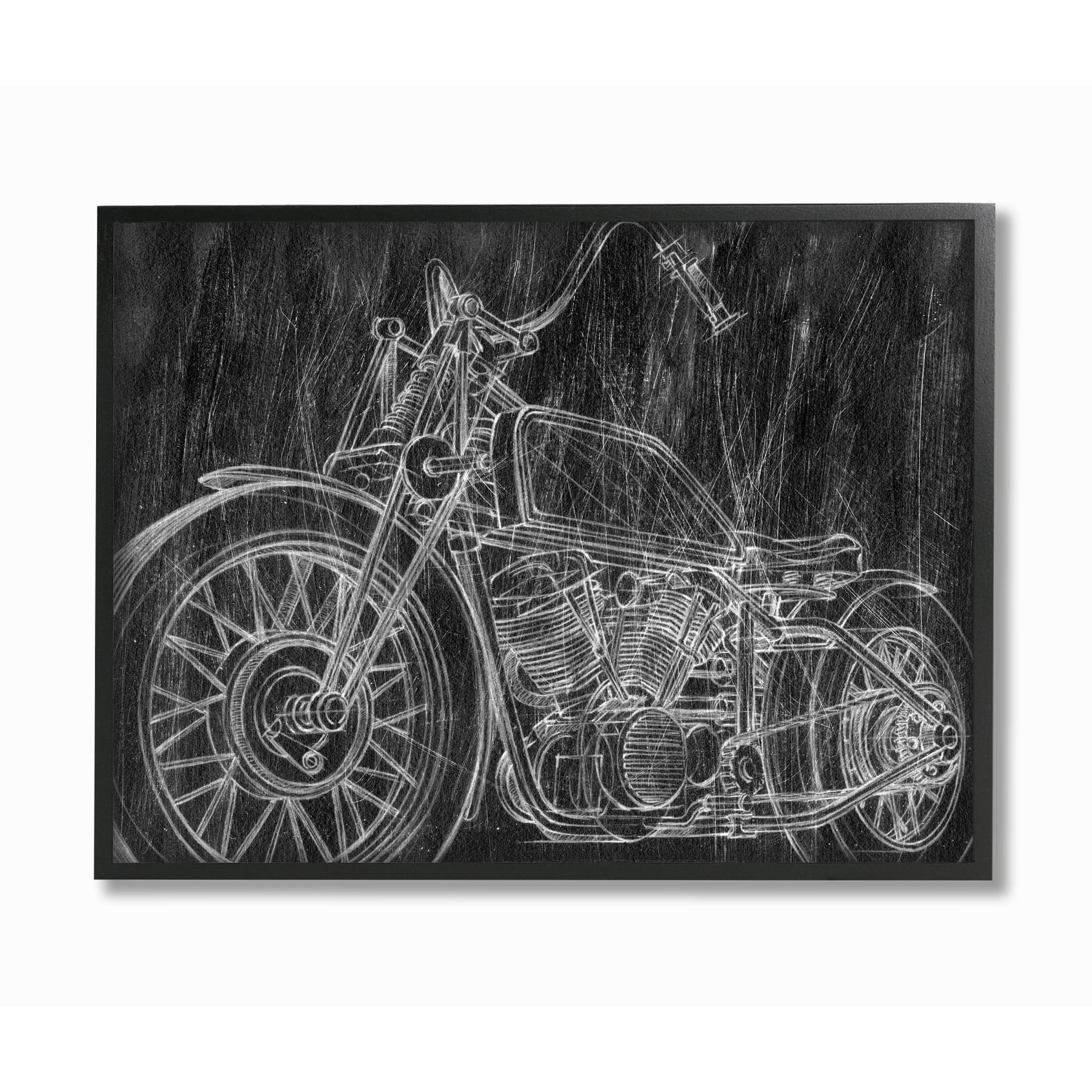Stupell Monotone Black and White Motorcycle Sketch Framed Art, 11 x 14, Design By Artist Ethan Harper Black 11 x 14 Black