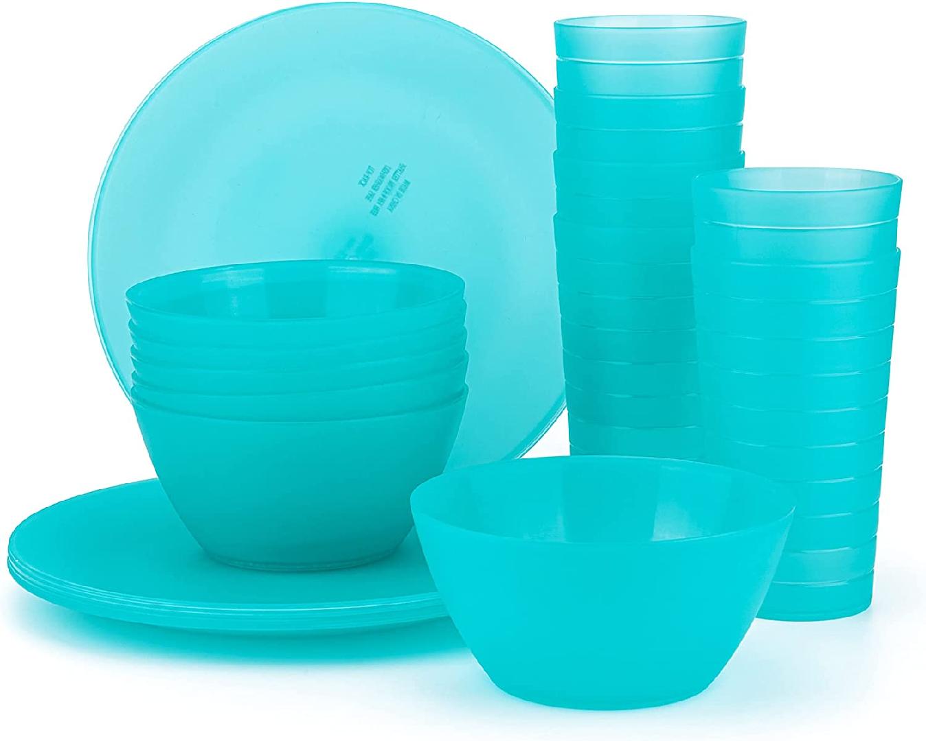 Plastic Dinnerware set, Unbreakable and Reusable Plastic Plate, Bowl