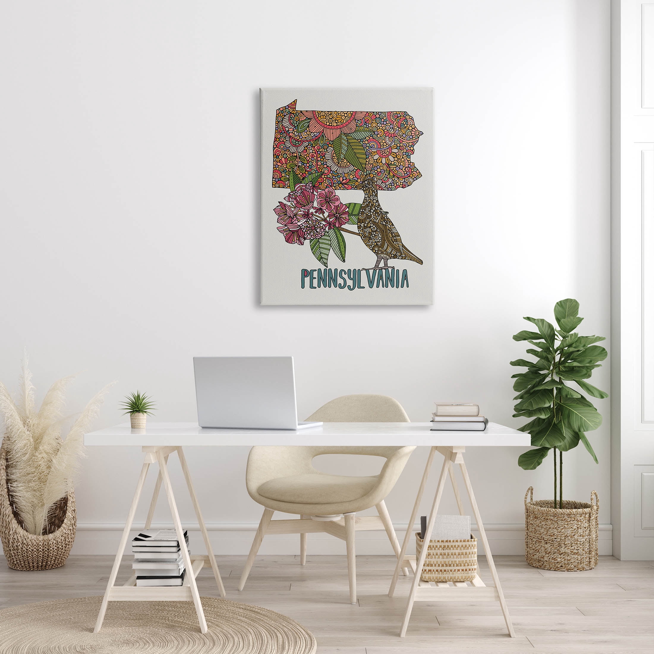 Stupell Industries Pennsylvania Patterned State Graphic Art Gallery Wrapped Canvas Print Wall Art, Design by Valentina Harper