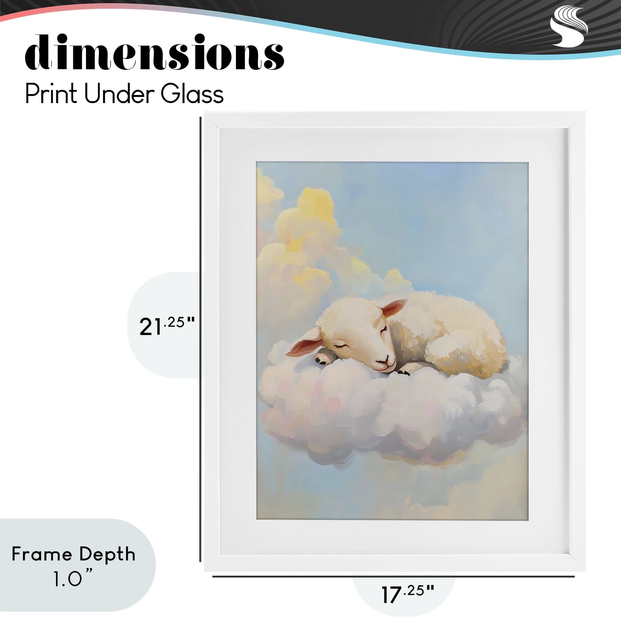 Stupell Industries Sleeping Sheep on a Cloud White Framed Print Under Glass, design by The Prints Vibe