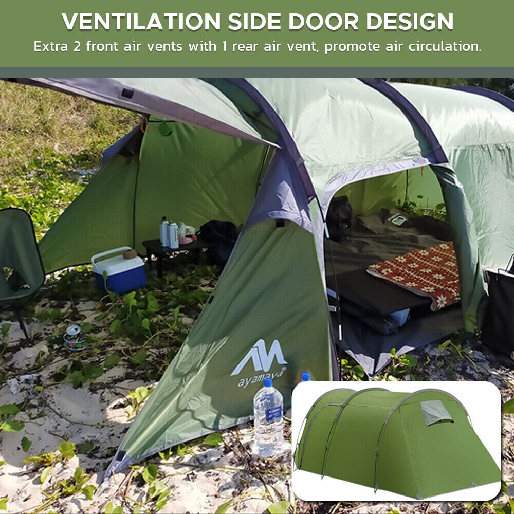ASTRAEA 3-4 PersonTents for Camping, Waterproof Tunnel Tent with Vestibule & 2 Devided Rooms, Bicycle Tent with Footprint for Bikepacking Travel Hiking Mountaineering