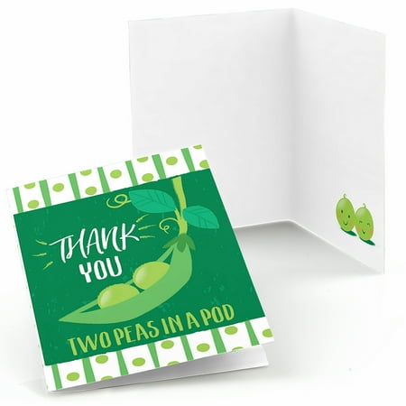 - Double the Fun - Twins Two Peas in a Pod - Baby Shower or First Birthday Party Thank You Cards (8 count)
