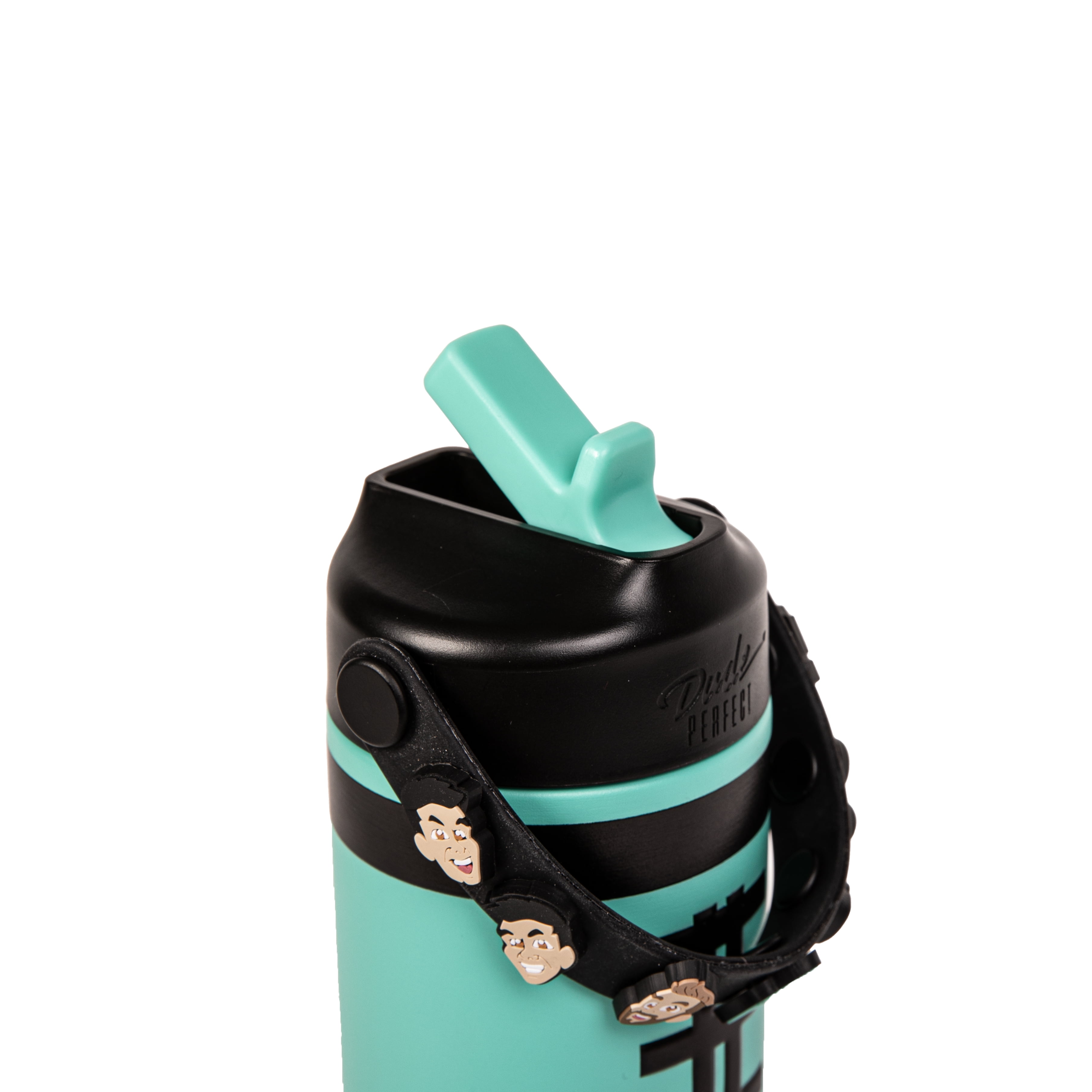 Dude Perfect Water Bottle, Silicone Handle, Double Wall Insulation and Leak-Proof Lid, 24 oz Capacity, Teal