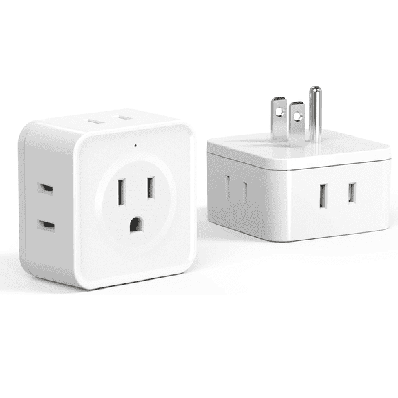 JcBlaon Power strip 2 Pack Multi Plug Outlet Extender Wall Adapter 5 Way Electrical Splitter for Laptops