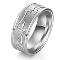 thumbnail image 4 of Wedding Rings for Men. Fishermen's 8mm Silver Titanium Band w/ Fish Hooks, 4 of 5