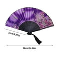 thumbnail image 3 of Vintage Bamboo Folding Fan - Handheld Floral Silk Fan with Tassel for Women, for Weddings, , Dancing & Summer Cooling, 3 of 5