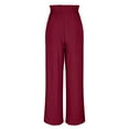thumbnail image 5 of Womens Wide Leg Pants, Womens Solid Color Pocket High Waist Adjustable Lace Up Knot Loose Pants Women High Waisted Pants (Wine,L), 5 of 7