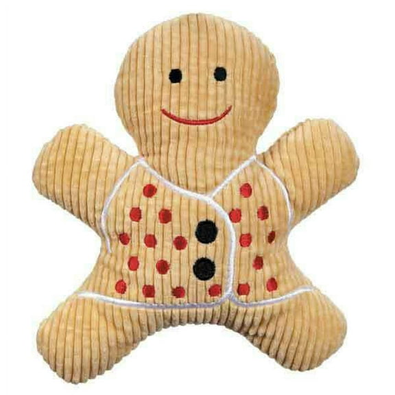 Dog Toy Scented Gingerbread Man Cookie Plush Squeakers Holiday Play Pet Gift 7" (Light Brown)