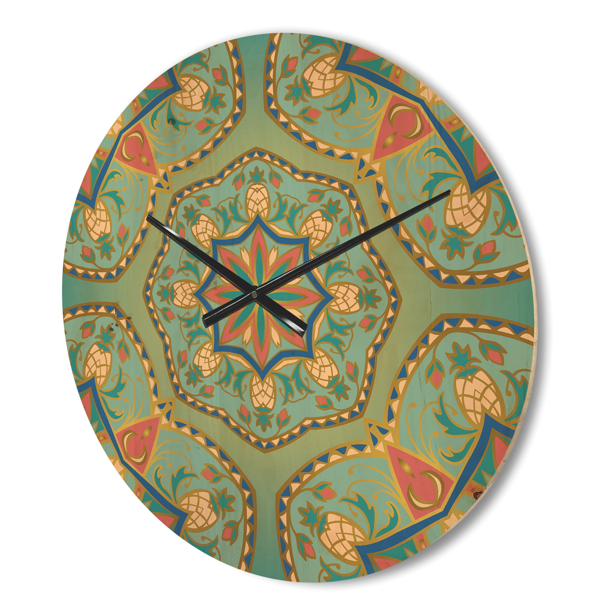 Designart 'Pinapple Ornament Oriental Mandala' Vintage Wood Wall Clock
