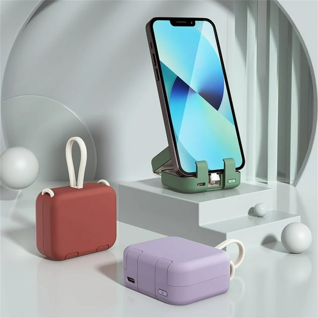Portable Power Bank with Built-in Phone Holder - 5000mAh Battery for On-the-Go Charging and Hands-Free Viewing