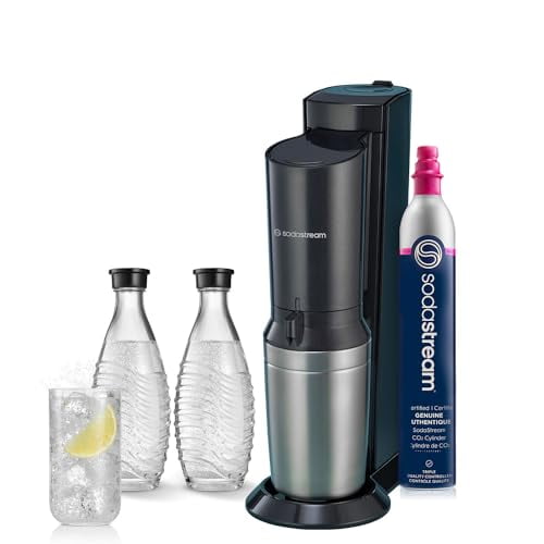 Máquina de agua con gas SodaStream Aqua Fizz (negra) con garrafas de vidrio y CO2 (1016512015)