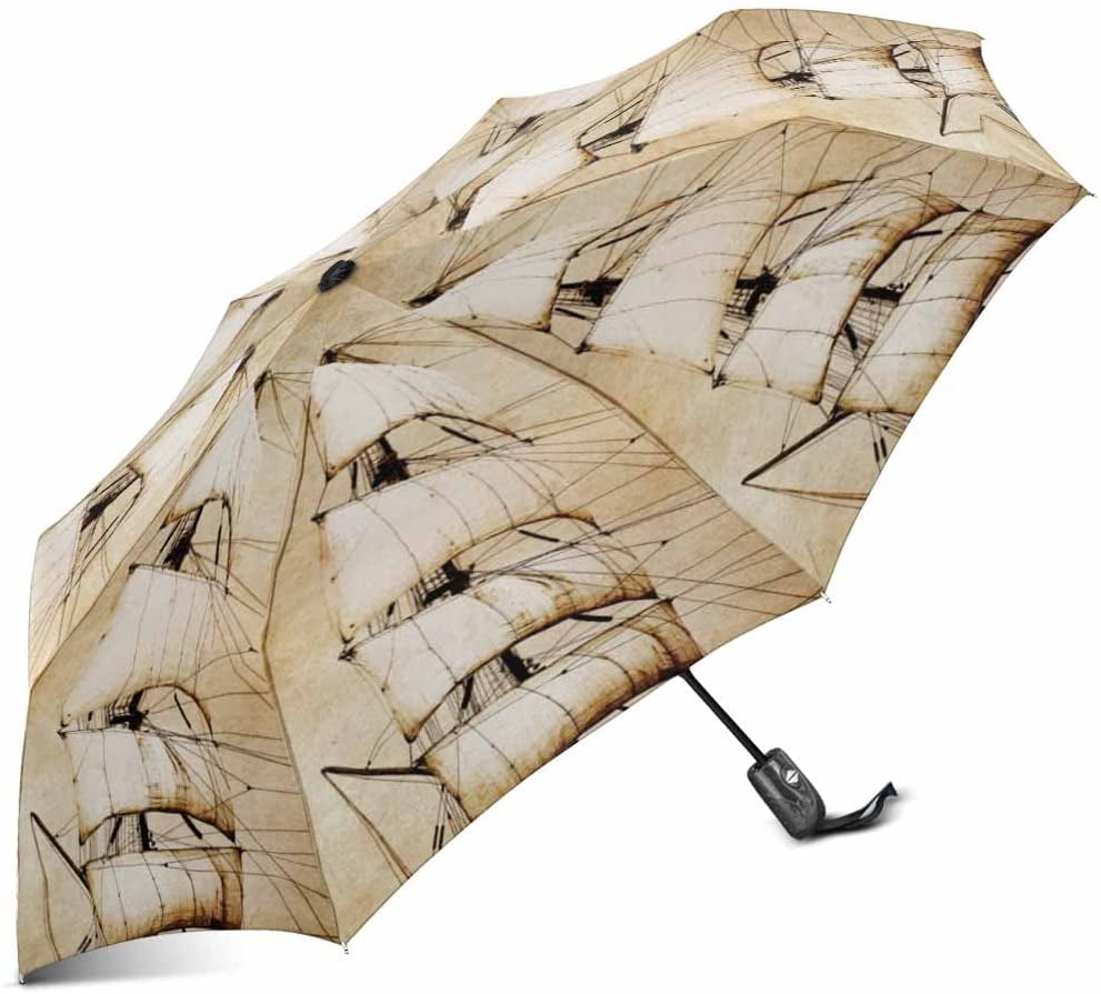 Custom Sailing Ship Compact Travel Windproof Rainproof Foldable Umbrella